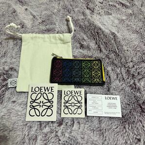 ロエベ LOEWE 本物 カラフル アナグラム 刺繍 コインカードホルダー フラグメントケース コインケース カードケース