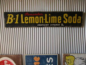 ビンテージサイン木製看板 B-1LEMONSODA検）アドバタイジング企業販促ガレージカフェシャビーアンティークUSA50s60s70s