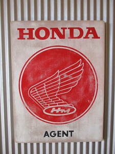  Vintage autograph wooden signboard HONDA inspection ) Honda MOTORCYCLE motorcycle Ad ba Thai Gin g. dealer . garage custom USA60s