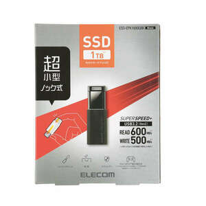 外付けポータブルSSD 1TB USB3.2(Gen2)対応 読み込み最大600MB/s キャップを紛失する心配がないノック式: ESD-EPK1000GBK