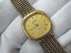 ☆SEIKO セイコー 2320-5200 スクエア ゴールド系 クォーツ式 2針 腕時計 中古☆