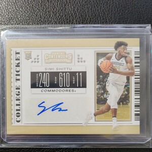 2019 Panini Contenders Draft Picks College Ticket Simi Shittu Auto RC