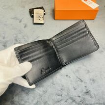 【浅草革具】イタリアンレザー メンズ 財布 長財布 二つ折り財布 牛革 ヌメ革 1円 ハンドメイド コインケース カード入れ 黒 ブラック_画像7