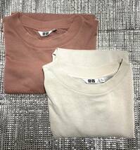 【１円〜スタート】エアリズムコットンオーバーサイズTシャツ 半袖 Lサイズ 2枚セット 薄い汚れ有り 送料520円 ユニクロ._画像2