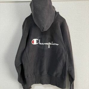 【1円スタート！】レア！90s Champion チャンピオン リバースウィーブ スウェットパーカー 背面ロゴ USA製 ビンテージ 黒 ブラック サイズMの画像2