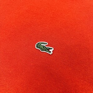 LACOSTE ラコステ 襟,袖ライン入り スキッパー 半袖 ポロシャツ サイズ 4 /ファブリカ/日本製/オレンジ系の画像4