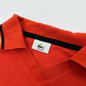 LACOSTE ラコステ 襟,袖ライン入り スキッパー 半袖 ポロシャツ サイズ 4 /ファブリカ/日本製/オレンジ系の画像5