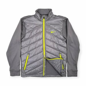 NIKE GOLF ナイキゴルフ 中綿入り 長袖 ジップアップ ジャンパー ウインドブレーカー M/メンズ スポーツ/グレー&イエロー