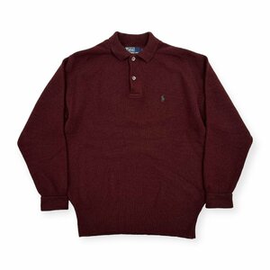 90s ビンテージ◆Polo by Ralph Lauren ポロ ラルフローレン ラムウール ポロニット セーター M / メンズ ナイガイ 古着 アメカジ