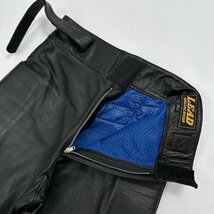 膝プロテクター入り◆LEAD SPECIAL WEAR ベルト付き 本革 レザー パンツ ( L ) 革パンツ モーターサイクル ライディング 黒 ブラック_画像7