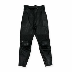 膝プロテクター入り◆LEAD SPECIAL WEAR ベルト付き 本革 レザー パンツ ( L ) 革パンツ モーターサイクル ライディング 黒 ブラック