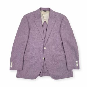 シルク リネン混!!◆LANVIN COLLECTION ランバン 2B テーラードジャケット 99-88-175 R50/パープル系 メンズ 紳士 背抜き 絹 麻 日本製