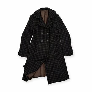 DESIGN WOOL COAT アルパカ混 デザイン ダブル チェスターコート ロング ブラウン ネイビー 系 レディース トゥット