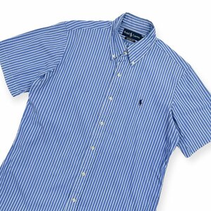 Ralph Lauren ラルフローレン ストライプ ボタンダウン BD 半袖シャツ ワイシャツ 15 1/2 メンズ CUSTOM FIT