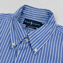 Ralph Lauren ラルフローレン ストライプ ボタンダウン BD 半袖シャツ ワイシャツ 15 1/2 メンズ CUSTOM FIT_画像3