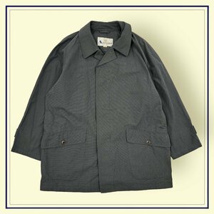 90s ビンテージ◆Aquascutum アクアスキュータム コットン ステンカラー ハーフコート Lサイズ/メンズ/レナウン/グレー/日本製 春秋