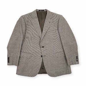 Aquascutum アクアスキュータム 千鳥格子 ウール 2B テーラードジャケット ブレザー 98BB4 / ブラウン メンズ 日本製 ストレッチ