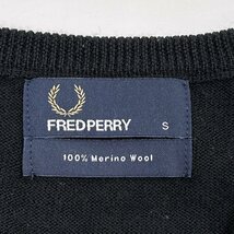 FRED PERRY フレッドペリー アーガイル柄 Vネック メリノ ウールニットセーター Sサイズ /メンズ ヒットユニオン代理/黒 ブラック_画像4