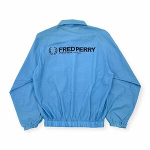 FRED PERRY フレッドペリー 背面ロゴ ジップアップ ナイロン ジャケット ブルゾン M/水色/メンズ/ヒットユニオン/日本製