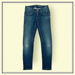 G-STAR RAW ジースター ロゥ スキニー デニム パンツ ジーンズ 加工入り W25 /革パッチ/ストレッチ