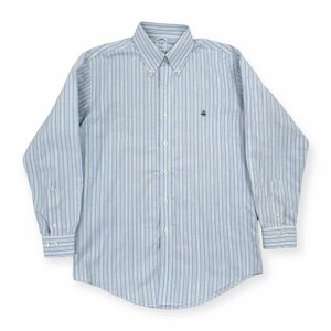 BROOKS BROTHERS ブルックスブラザーズ SLIM FIT オックスフォード ボタンダウン BD ストライプ 長袖 ワイシャツ ドレスシャツ L ブルー