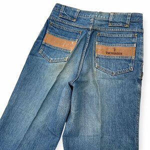 TRUSSARDI トラサルディ 合皮切替 ヒゲ 色落ち デニムパンツ ジーパン ジーンズ サイズ 50 / インディゴ 大沢商会 ビンテージ