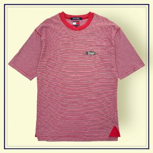 90s ビンテージ◆TOMMY HILFIGER トミーヒルフィガー フラッグタグ 半袖 Tシャツ L / レッド メンズ 古着 オールド