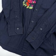 デザインGOOD◆Paul Smith ポールスミス 花刺繍 長袖 コットン シャツ Sサイズ/ネイビー系 紺系/メンズ ジョイックスコーポレーション_画像3