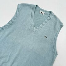 LACOSTE ラコステ 文字ワニ Vネック コットン ニット ベスト サイズ5 /水色 ファブリカ 日本製_画像2