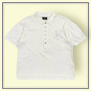 ラインストーンデザイン◆VALENZA PO バレンザポー 金ボタン 半袖 ポロシャツ 40 / 白 ホワイト レディース 日本製