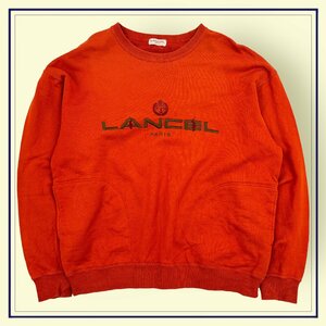 刺繍デザイン!!◆LANCEL ランセル スウェット トレーナー LLサイズ/オレンジ/大きいサイズ/fukusuke/ビンテージ/日本製