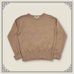 カシミヤ100%◆UNIQLO ユニクロ カシミアウール ニット セーター サイズL/ピンクベージュ系/レディース/m-27