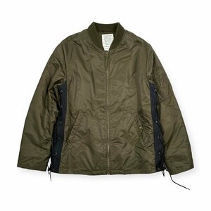 Denime ドゥニーム MA-1風 フライトジャケット レースアップ ミリタリー 中綿 メンズ XL/カーキ ビンテージ