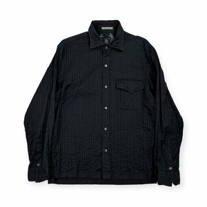 santa fe サンタフェ シアサッカー ストライプ ワイヤー入り 長袖シャツ サイズ 46 / 黒 ブラック メンズ 日本製