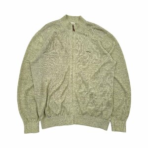 リネン100%◆Papas パパス 長袖 ニット ジャケット セーター パーカー Mサイズ/グリーン 緑系/メンズ 日本製