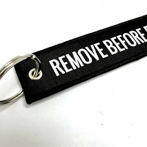 『REMOVE BEFORE FLIGHT』織り込み 黒 フライトタグ キーリングの画像3