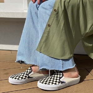 バンズ 23.5cm クラシック スリッポン ミュール VANS ブラック ホワイト チェッカーボード Classic Slip-On M ヴァンズ チェックの画像9