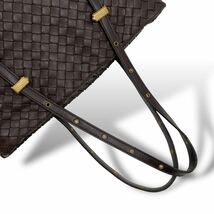 1円〜 【美品】BOTTEGA VENETA ボッテガヴェネタ トートバッグ ハンドバッグ イントレチャート レザー 本革 ブラウン 茶 肩掛け ギャラ付_画像8