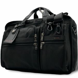 【美品 大容量 】TUMI トゥミ 2way ブリーフケース ビジネスバッグ ショルダー キャンバス レザー ブラック 黒 拡張機能 多収納 メンズ