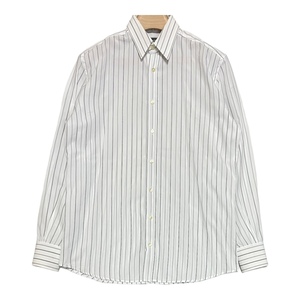 DOLCE&GABBANA ストライプドレスシャツ 長袖 16/41(XL相当) ホワイト×グレー ドルチェアンドガッバーナ 5O027