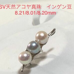 SV天然アコヤ真珠　トリコロールカラー　インゲン豆ちゃんペンダント　ブローチ　8.21/8.01/8.20mm
