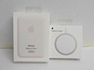 105Z879★【中古 美品】Apple iPhone BatteryPack MagSafe(MJWY3ZA/A) + MagSafe Charger(MHXH3AM/A) セット 充電器/モバイルバッテリー