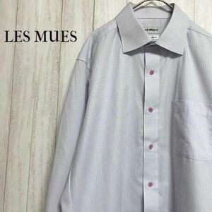 【LES MUES】総柄 ワイシャツ/イージー アイロン ファブリック 長袖シャツ ビジネス 仕事 シャツ Lサイズ 大きいサイズ