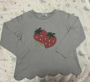 スラップスリップ BIG イチゴ パッチ 刺繍 スカラップ Tシャツ