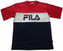 FILA フィラ Tシャツ メンズ レディース ユニセックス 半袖 Tシャツ プリント ロゴ BIG Tシャツ 切替 トップス レッド Lサイズ FM4799_画像2