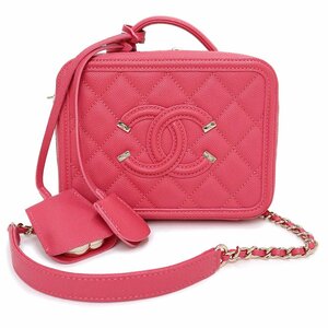 （未使用　展示品）シャネル CHANEL マトラッセ CCフィリグリー スモール チェーン ショルダー バニティバッグ キャビア ピンク A93343