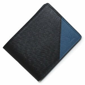 （新品・未使用品）ルイ ヴィトン LOUIS VUITTON ポルトフォイユ ミュルティプル 二つ折り財布 札入れ タイガ ブラック ブルー M30981 箱付