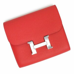 （新品・未使用品）エルメス HERMES コンスタンス コンパクト 二つ折り財布 エプソン レザー ローズジャイプール ピンク シルバー T刻印