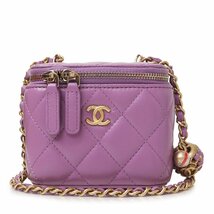 （未使用　展示品）シャネル CHANEL マトラッセ スモール バニティ ヴァニティ ケース 2WAY ショルダー 斜め掛け ラムスキン 紫 AP1447_画像1