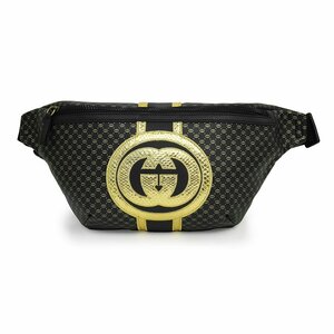 （新品・未使用品）グッチ GUCCI ダッパー ダン コラボ 限定品 ボディ ベルトバッグ ウエストポーチ 斜め掛け レザー ゴールド 黒 536416